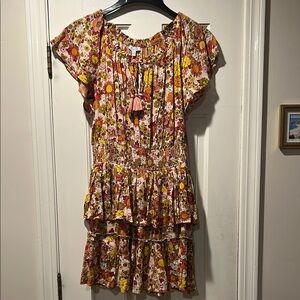 Patrons of Peace Multicolor Floral Ruffled tiered dress size medium